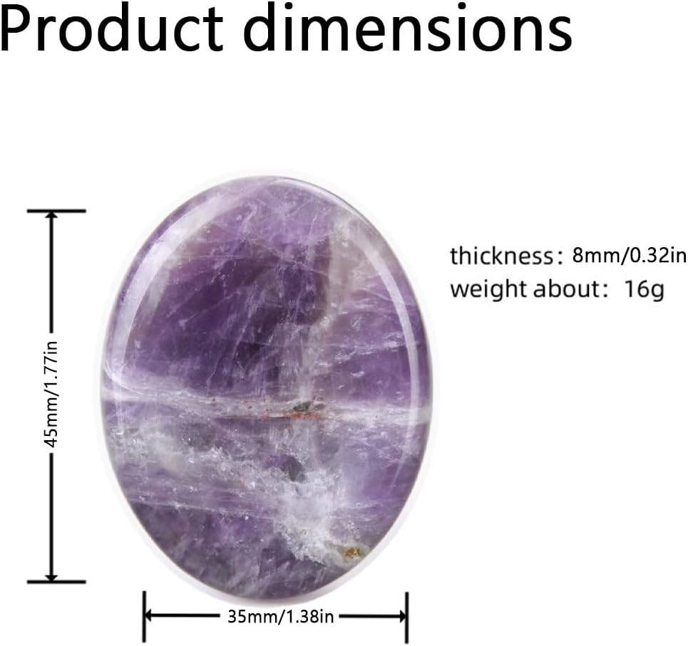 Worry Stones, 2-Pcs Consisting of 1 Amethyst and 1 Pink Crystal, Hand Carved Crystals Stones, Meditation Crystal Reiki Natural Relax Palm Stone