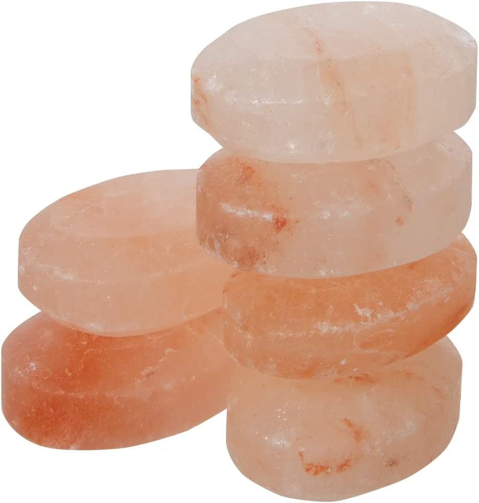 Flat Oval Massage Stone, Pink Crystal Hand-Carved Stone for Massage Therapy, Deodorant and Salt and Sugar Scrubs, 2.5” W x 3.5” L x 1” D (Pack of 6)