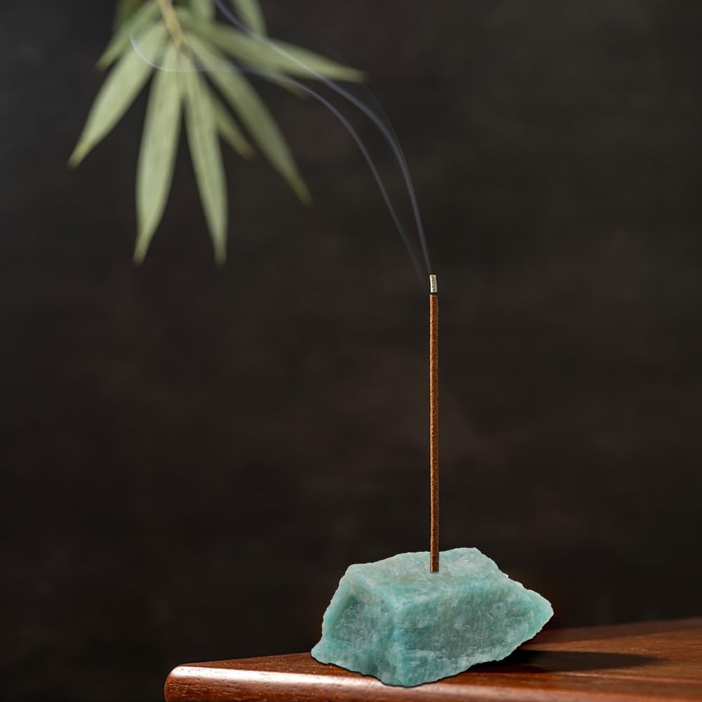3Pcs Natural Crystal Stone Incense Holder Mini Aromatherapy Burner for Yoga Meditation Home Decor Chic Mini Censer Stone Incense Stick Burner (Amethyst+Blue Lace Agate +Aquamarine)