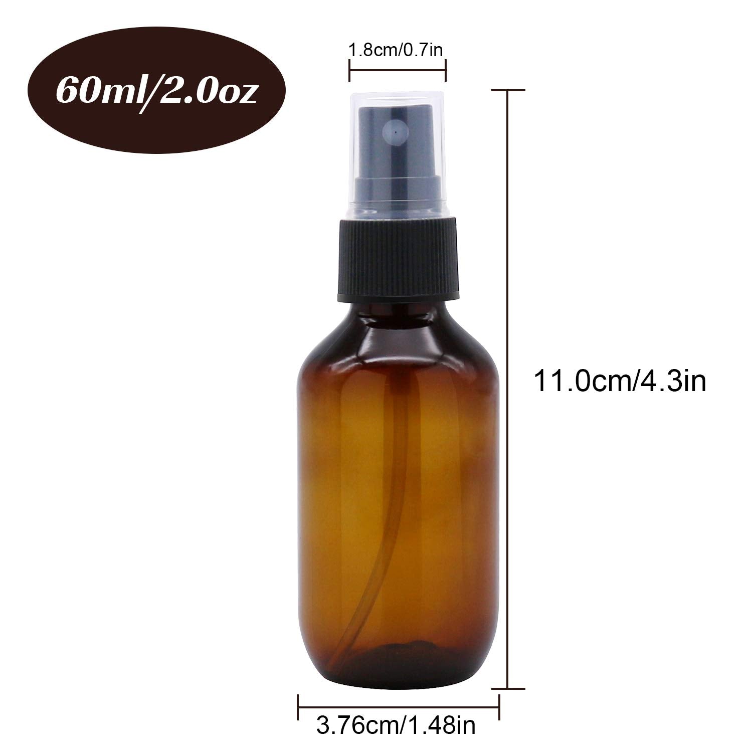 48 Pack 2oz Amber Plastic Spray Bottles, Fine Mist Spray Bottles for Essential Oils, Water Spray Bottle for Hair Plant & Cleaning Solution