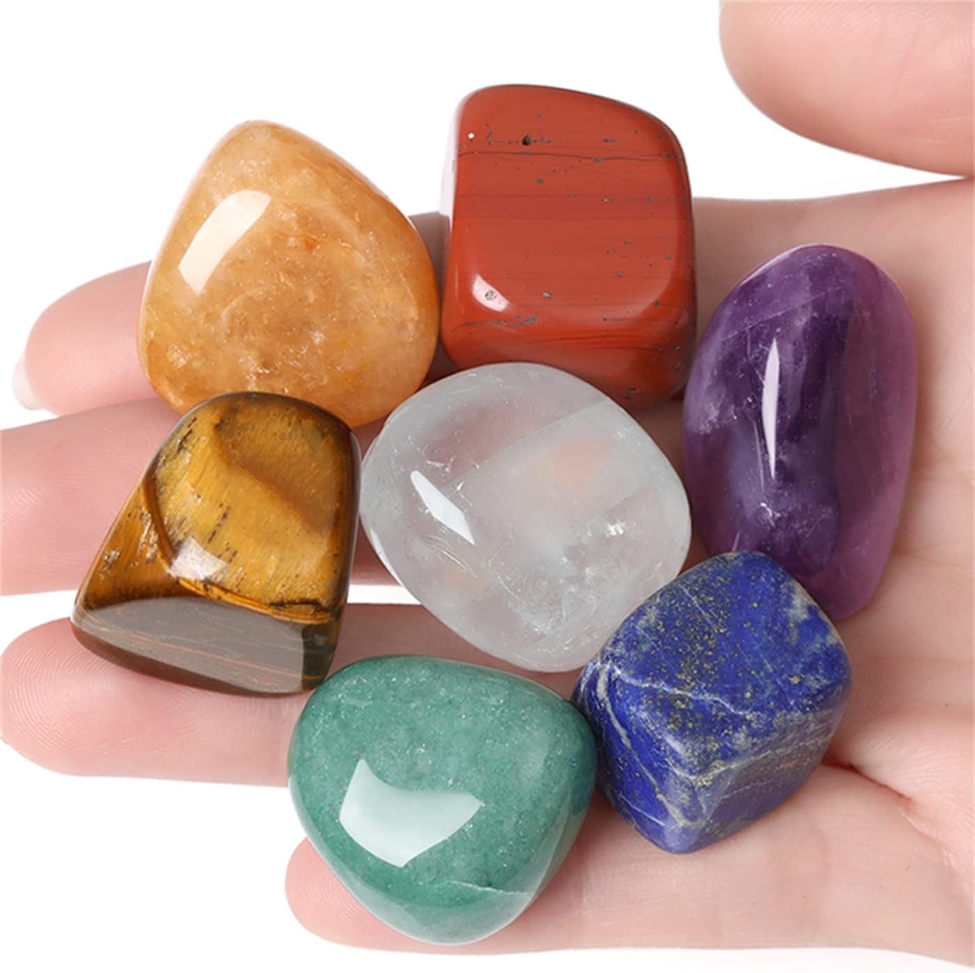 7 Chakra Tumbled Polished Natural Healing Crystals Stones Bulk Stones Crystal for Energy Reiki Tumbling Cabbing Balancing Decoration Gemstones Crystal Healing Meditation Therapy Gift 100g