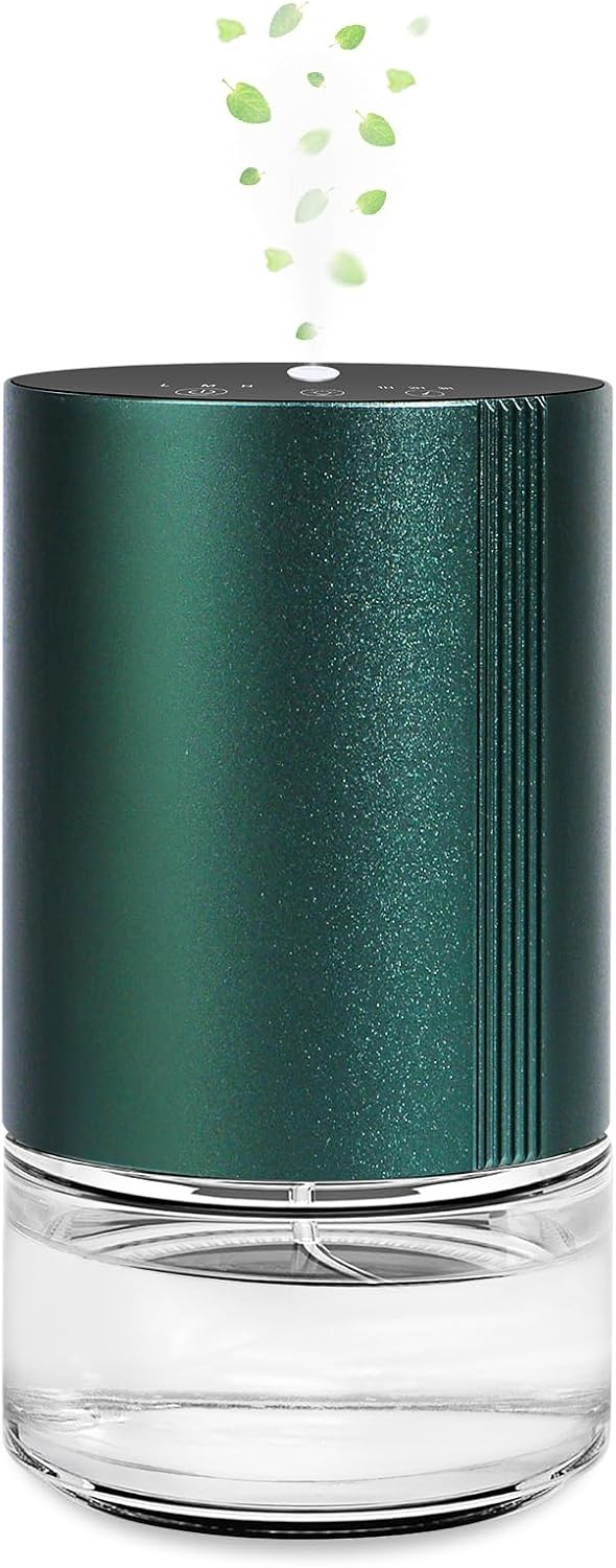 Essential Oil Diffuser, Waterless Scent Diffusers for Home Large Room, Rechargeable Atomizing Humidifier with 7-Color Night Light, Ultrasonic Air Freshener Machine (Green)