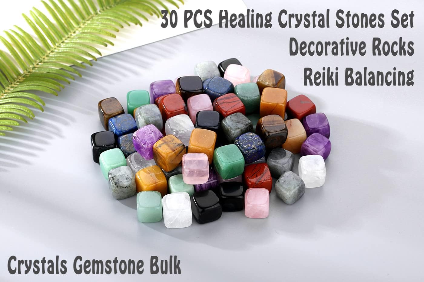 30 Pcs Healing Crystal Chakra Stones Set - Polished Tumbled Stones - Bulk Amethyst, Rose Quartz, Obsidian, Lapis Lazuli, Clear Quartz, Green Aventurine, Tiger Eye, Red Jasper