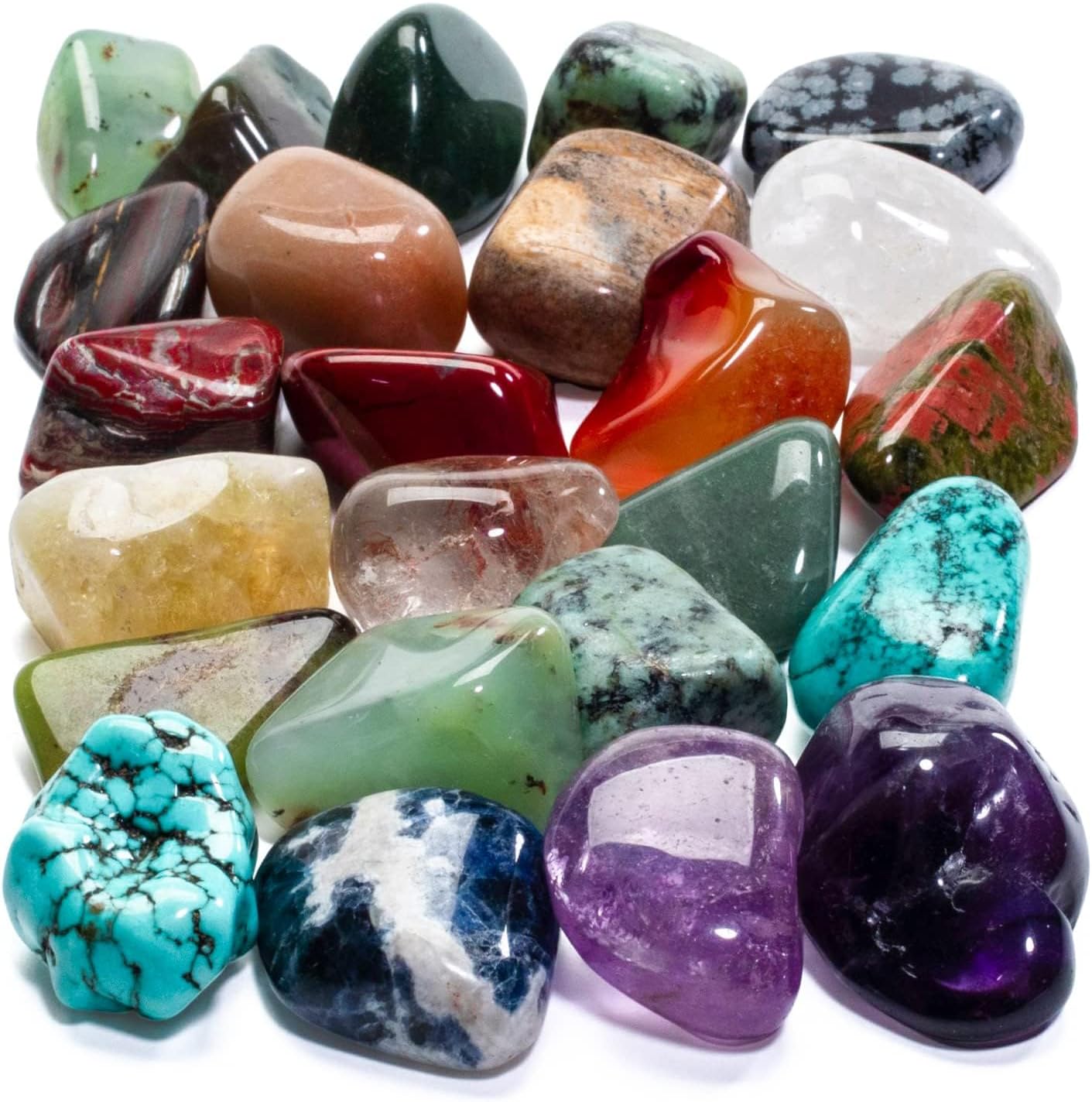 Bulk Tumbled Stones – Over 1,000 Carats Mixed Polished Healing Crystals & Gems for Reiki, Crafts, Kids & Decor (Includes Rose Quartz, Howlite Turquoise, Fluorite, Unakite, Lapis Lazuli) –