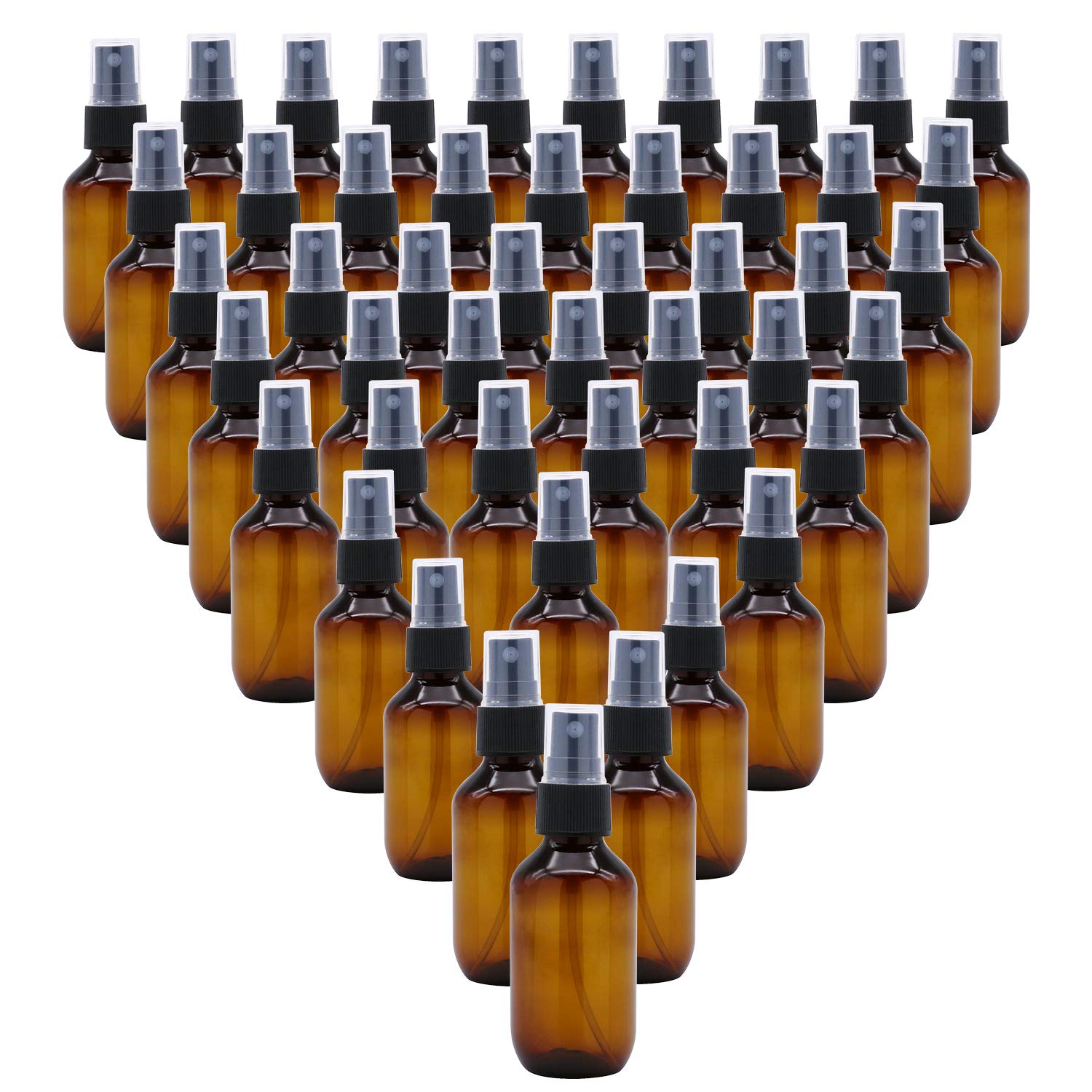 48 Pack 2oz Amber Plastic Spray Bottles, Fine Mist Spray Bottles for Essential Oils, Water Spray Bottle for Hair Plant & Cleaning Solution