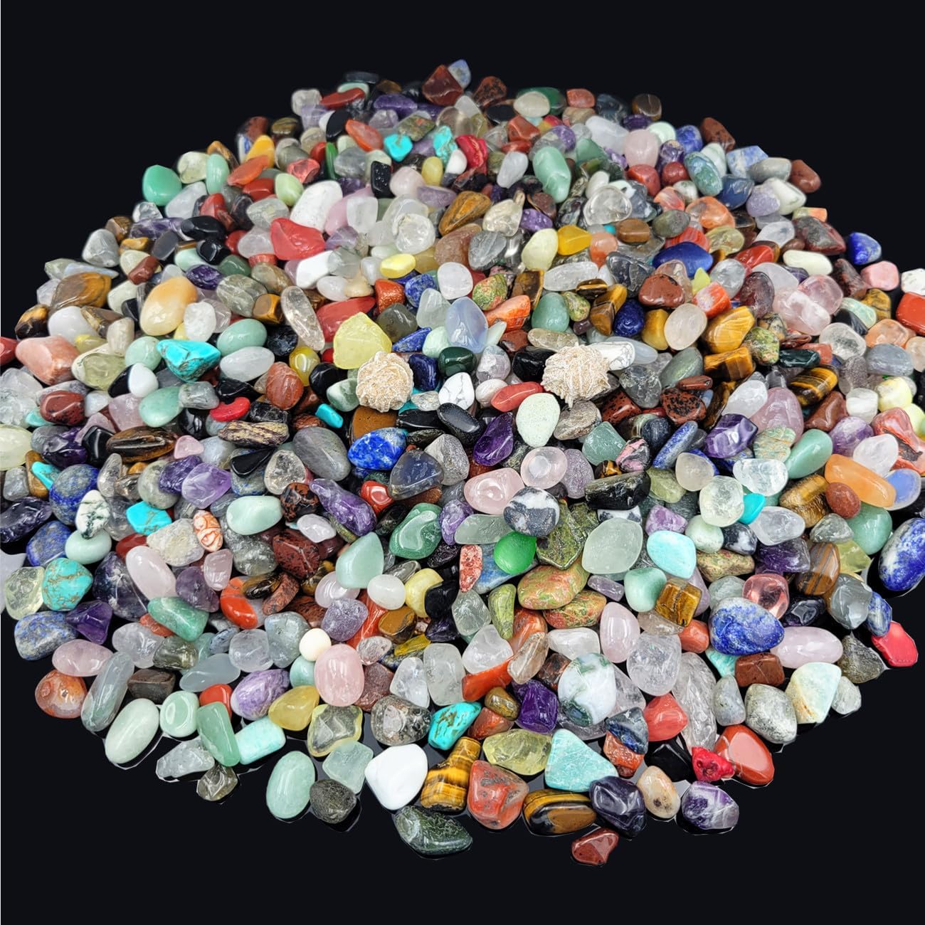 800Pcs+ (3lb) Gemstones and Crystals Set,30Kinds+ Bulk Rocks and Minerals Science Kit,Rocks Collections for Kids,Tumbled Chips Crystals,Crushed Stones