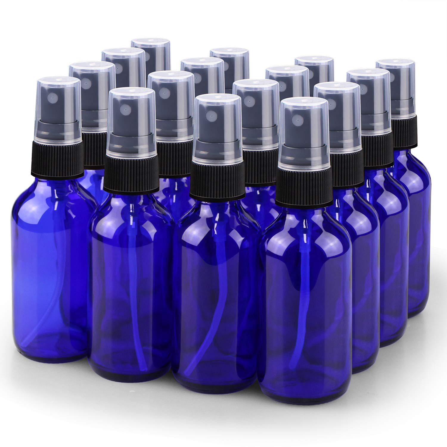 Spray Bottle, 2 oz Fine Mist Glass Spray Bottles, Little Refillable Liquid Containers for Watering Flowers Cleaning (16 Pack, Blue)
