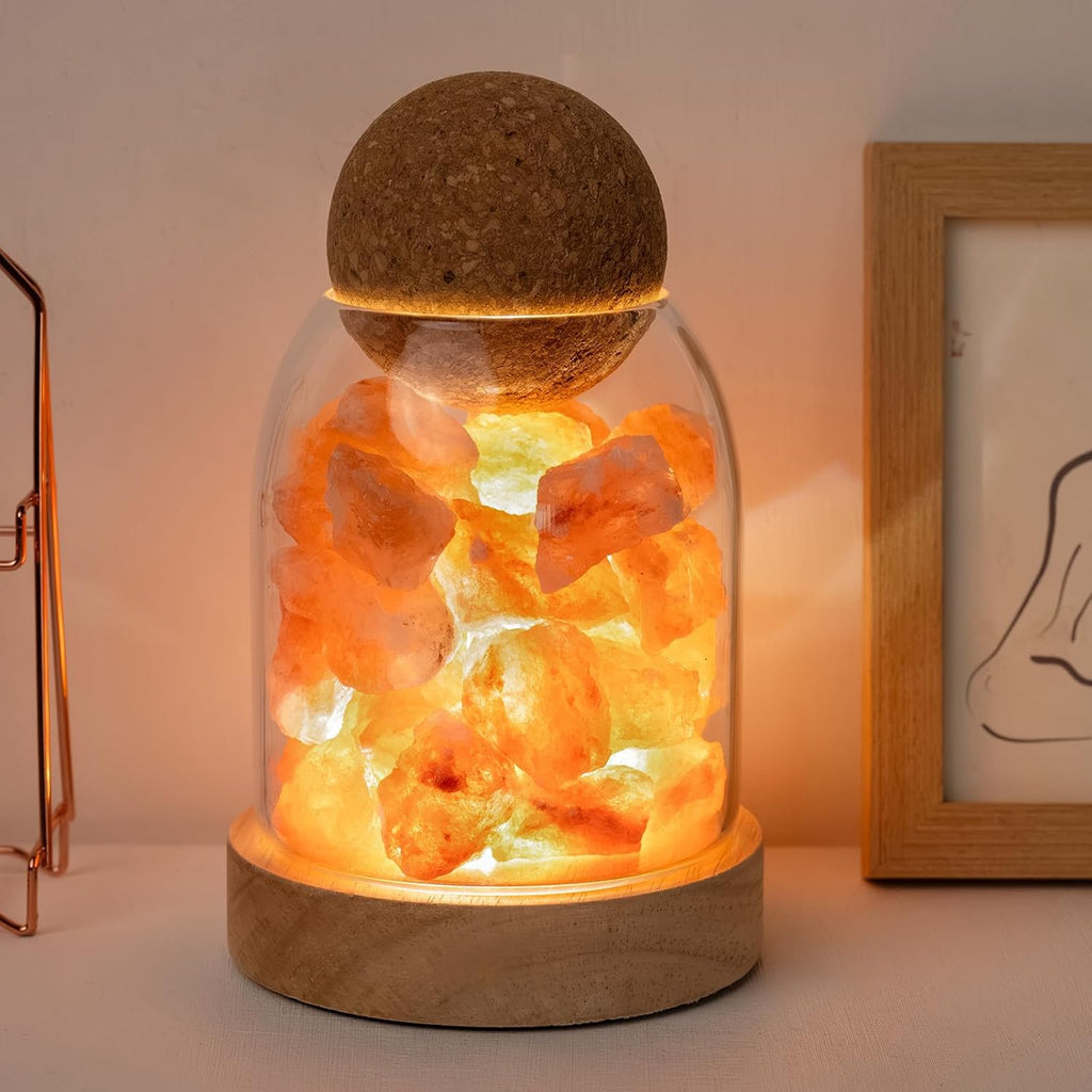 Himalayan Salt Night Lamp 6.3" Natural Healing Crystal Aroma Stone Diffuser Bedside Lamp USB Port 3 Colours Dimming Mode Bedroom Lamp Home Decor