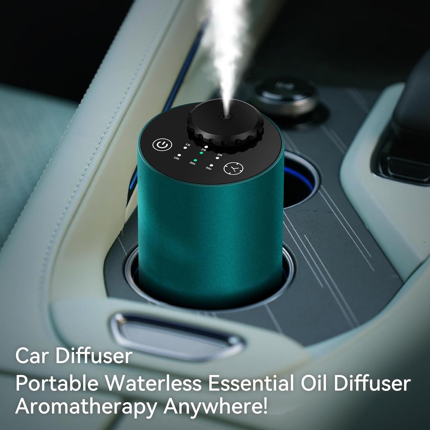 Waterless Diffuser,Metal Housing Waterless Essential Oil Diffuser Battery Operated Lasts 48 H, Car Diffuser 10/30/90s Spray Setting Super Quiet Scent Diffuser for Car,Room,Office