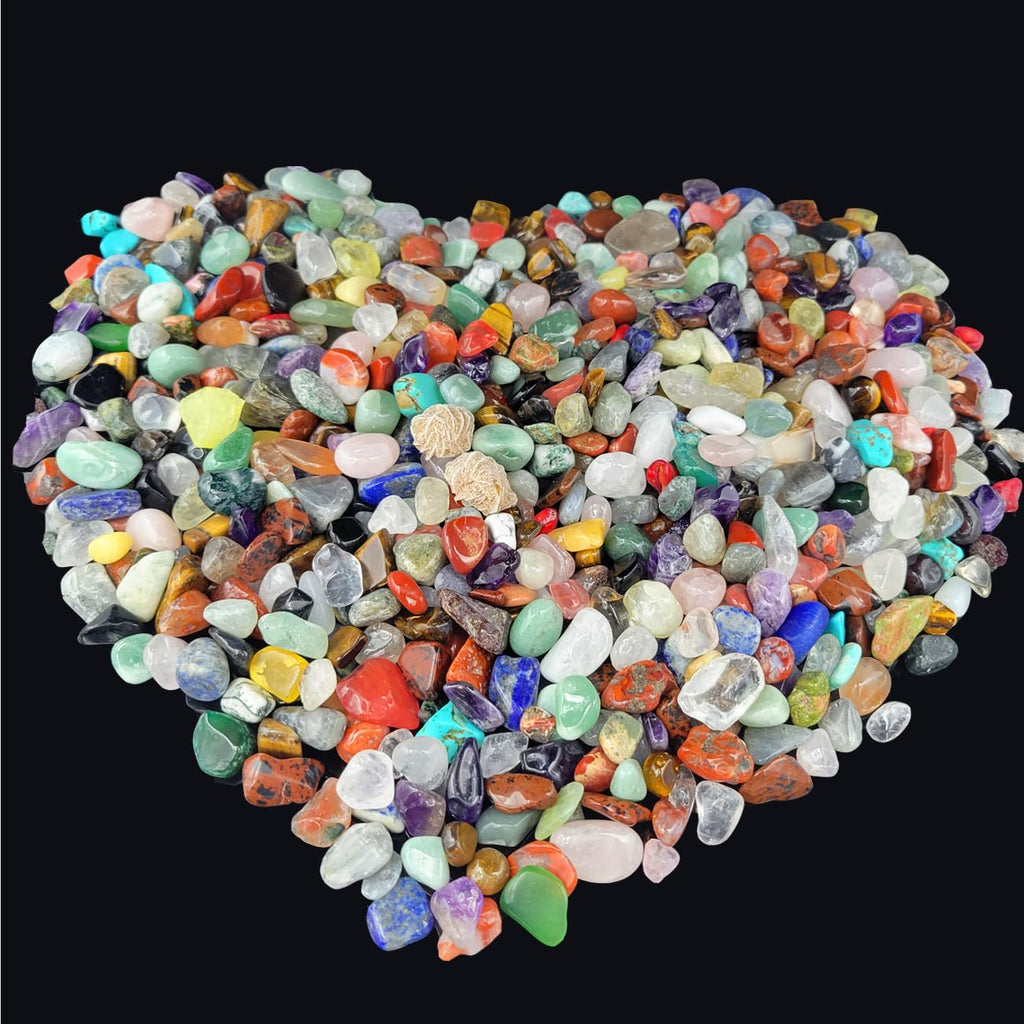 400Pcs+ (1.5lb) Gemstones and Crystals Set,30Kinds+ Bulk Tumbled Chps Crystals for Jewelry Making,Chakra Balancing,Crushed Stones Rocks and Minerals Science Kit (1.5, Pounds)
