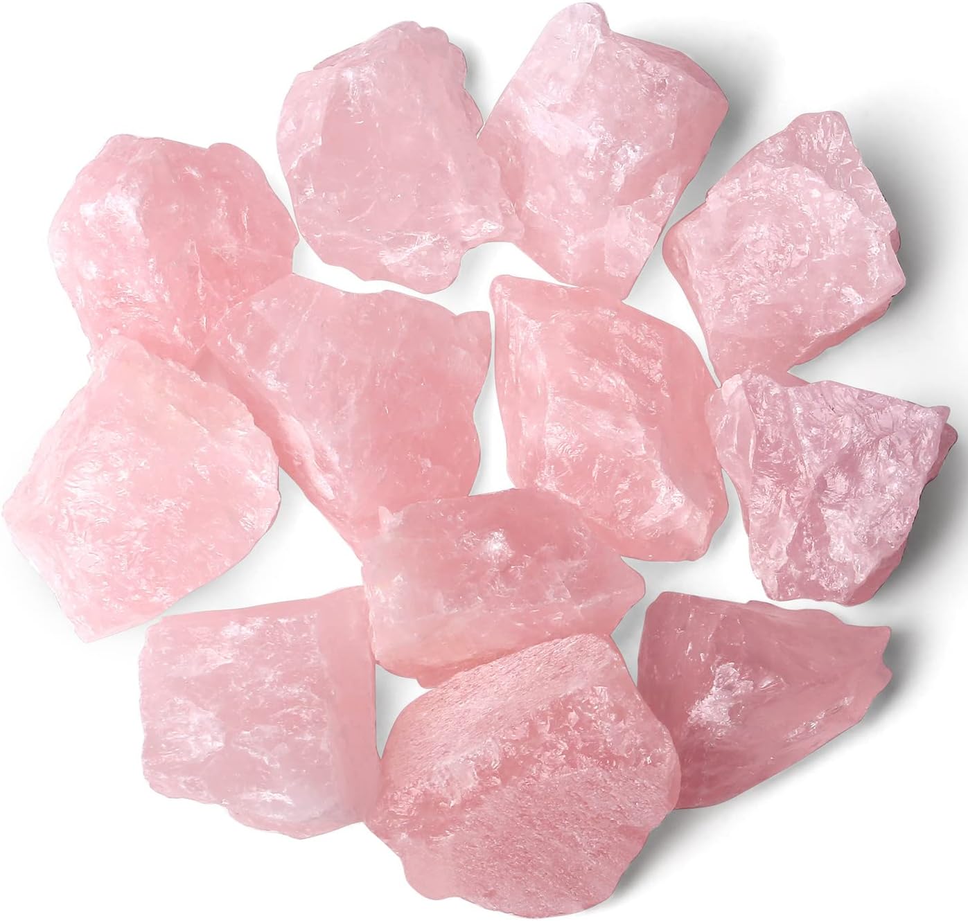 Rose Quartz Crystals Natural Healing Crystal Raw Bulk Gemstones Large 1" Rough Stones lesale Rocks for Tumbling Cabbing Fountain Decoration Polishing Cutting Wicca Reiki