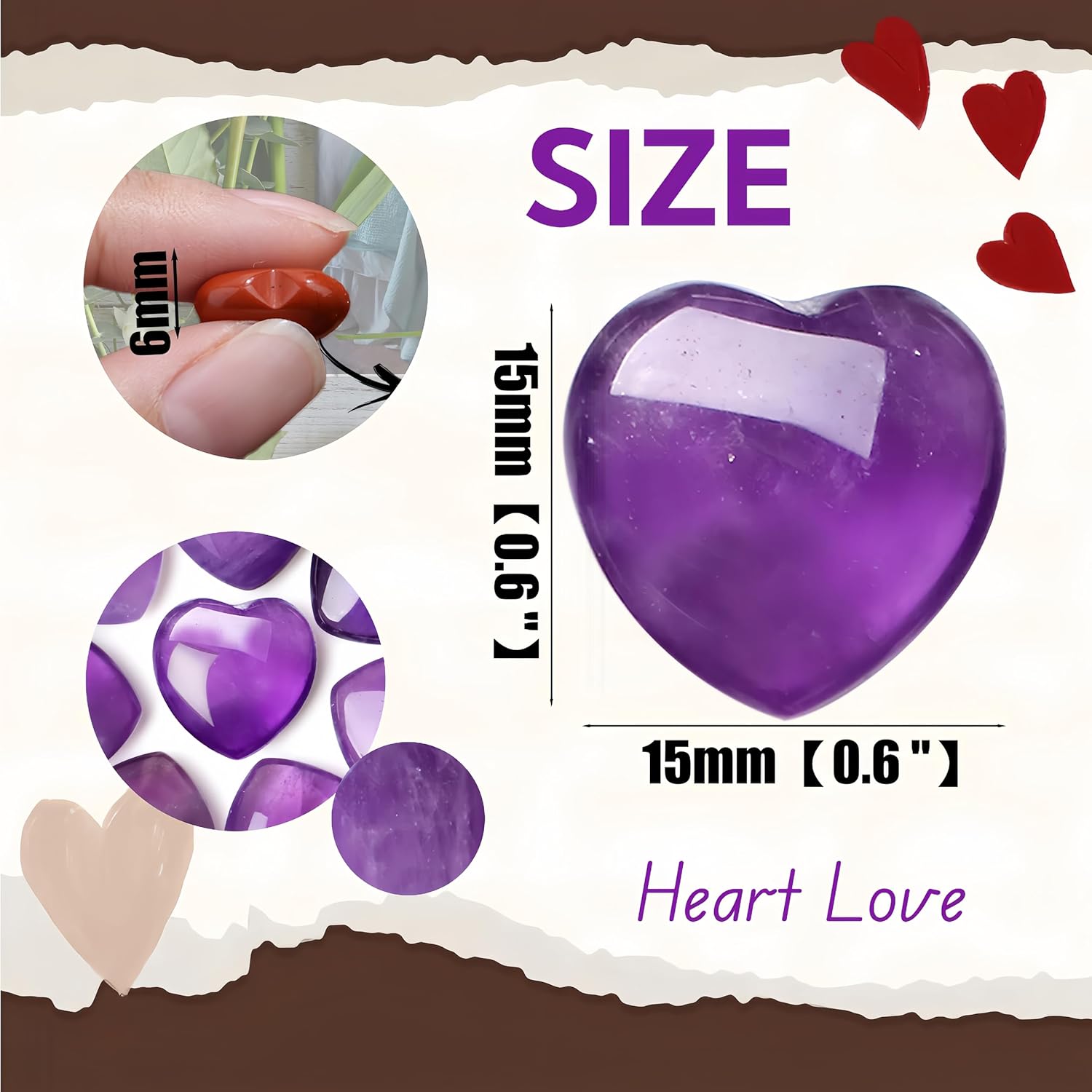 20PCS Amethyst Heart Healing Crystals Set Stones Love Shaped Polished Crystal Natural Cute Pocket Thumb Reiki Wholesale Set Gifts Balancing Meditation