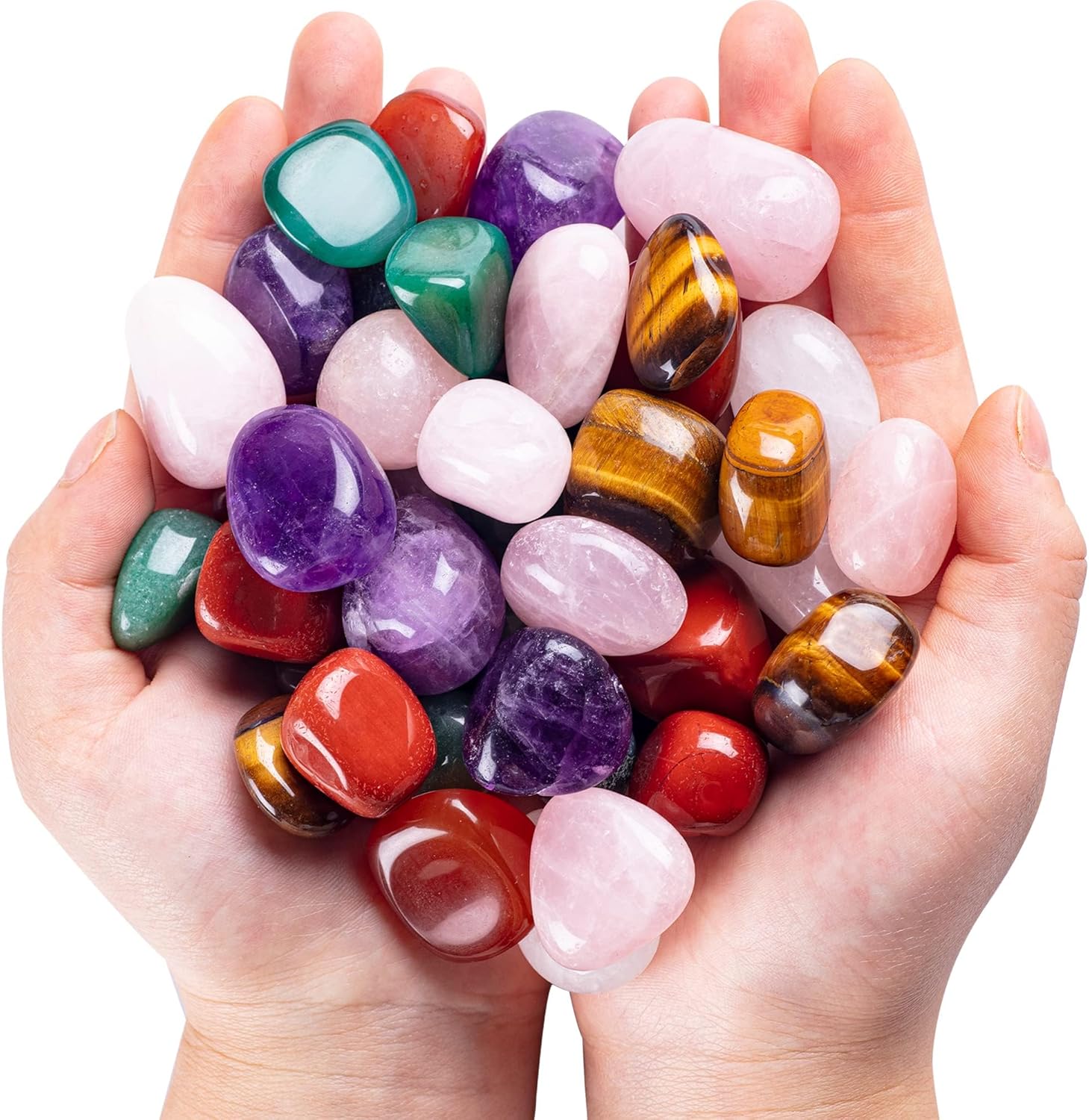 3lb Natural Bulk Assorted Tumbled Polished Stones Crystal Set Real Raw Stones for Home Decoration Reiki Gifts Energy Therapy Beginners Size 30 MM