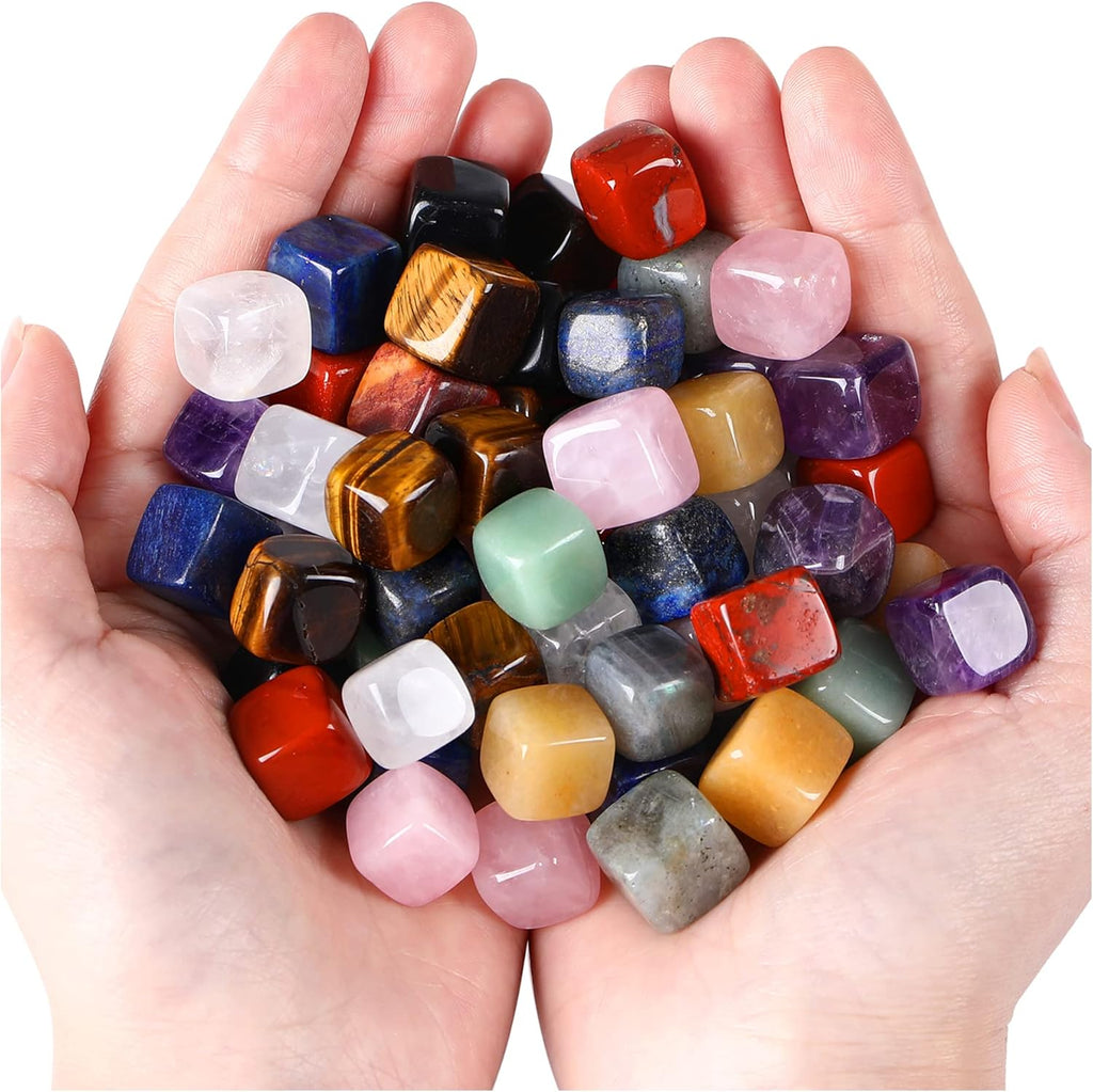 30 Pcs Healing Crystal Chakra Stones Set - Polished Tumbled Stones - Bulk Amethyst, Rose Quartz, Obsidian, Lapis Lazuli, Clear Quartz, Green Aventurine, Tiger Eye, Red Jasper