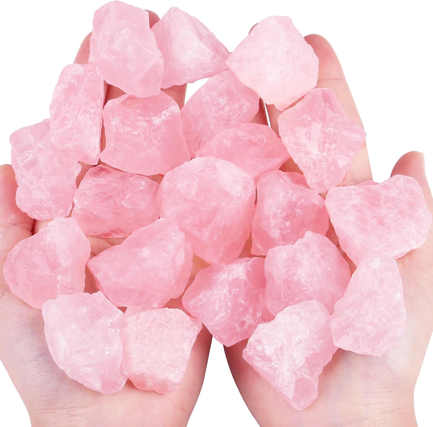 Rose Quartz Crystals Natural Healing Crystal Raw Bulk Gemstones Large 1" Rough Stones lesale Rocks for Tumbling Cabbing Fountain Decoration Polishing Cutting Wicca Reiki