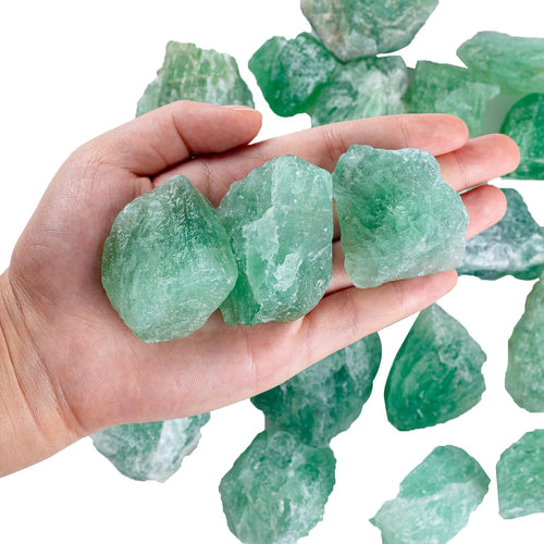 1 lb Bulk Green Fluorite Rough Stones Large 1" Natural Raw Stones Crystal for Tumbling, Cabbing, Decoration, Polishing, Wire Wrapping, Wicca Reiki Crystal Healing