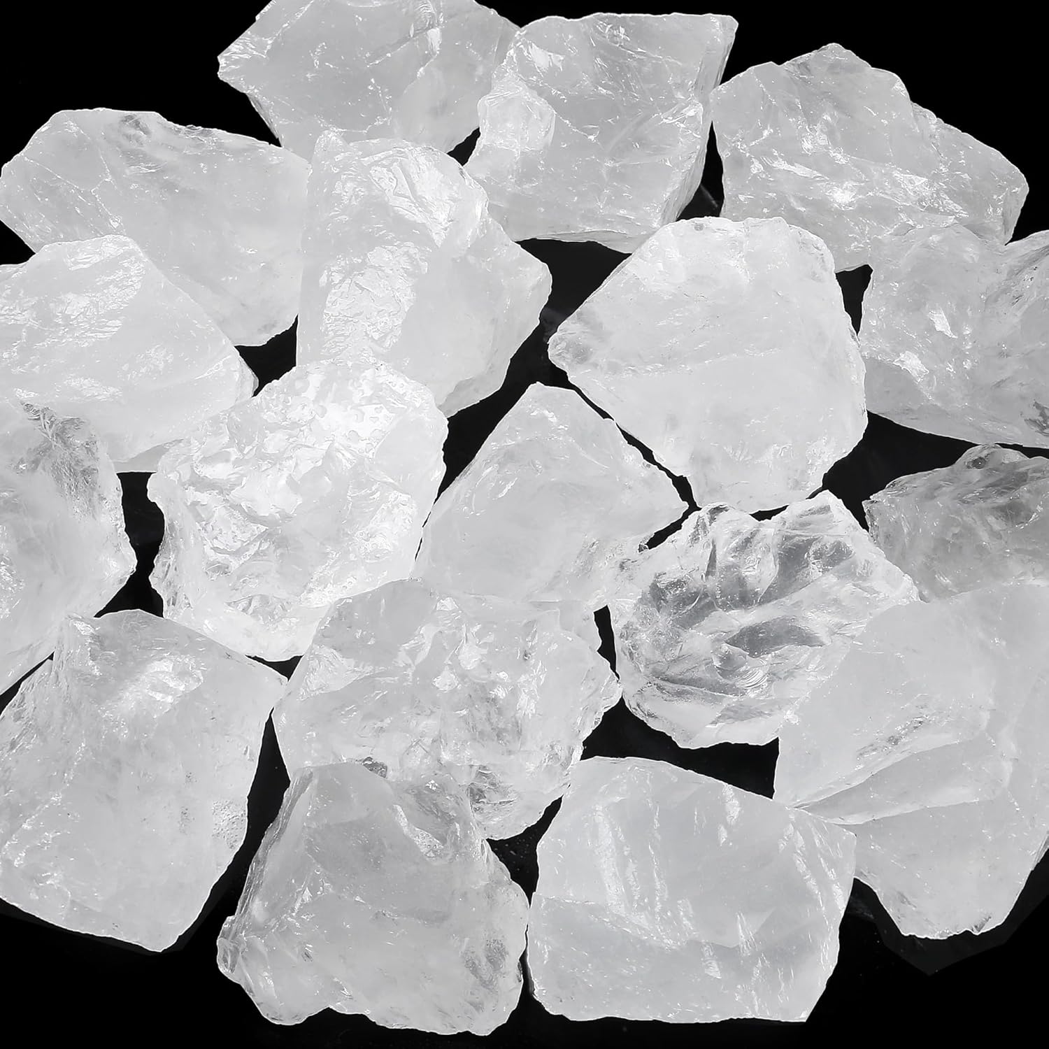 2" Clear Quartz Crystals Rocks Crystals Bulk Crystals and Healing Stones 4Pcs Large Crystals  Rocks for Tumbling Witchcraft Wire Wrapping Fountain Raw Stones Cabbing Room Decor
