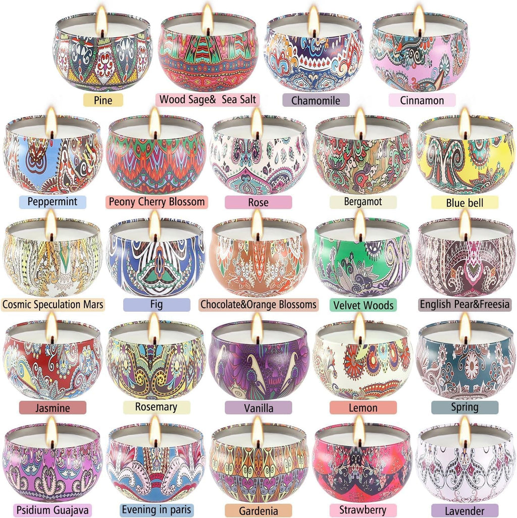 24 Pack Scented Candles Set for Home, Relaxing Stress Relief, Aromatherapy - Natural Soy Wax and Fragrance - Gifts for Women, Mom, Best Friend, Wife, Birthday