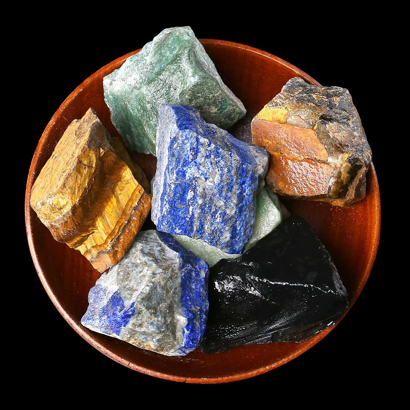 2" Tiger Eye Green Aventurine Obsidian Lapis Lazuli Raw Crystals Bulk Crystals and Stones Large Crystals Rocks for Tumbling Witchcraft Wire Wrapping Fountain Rocks Cabbing Room Decor 4Pcs