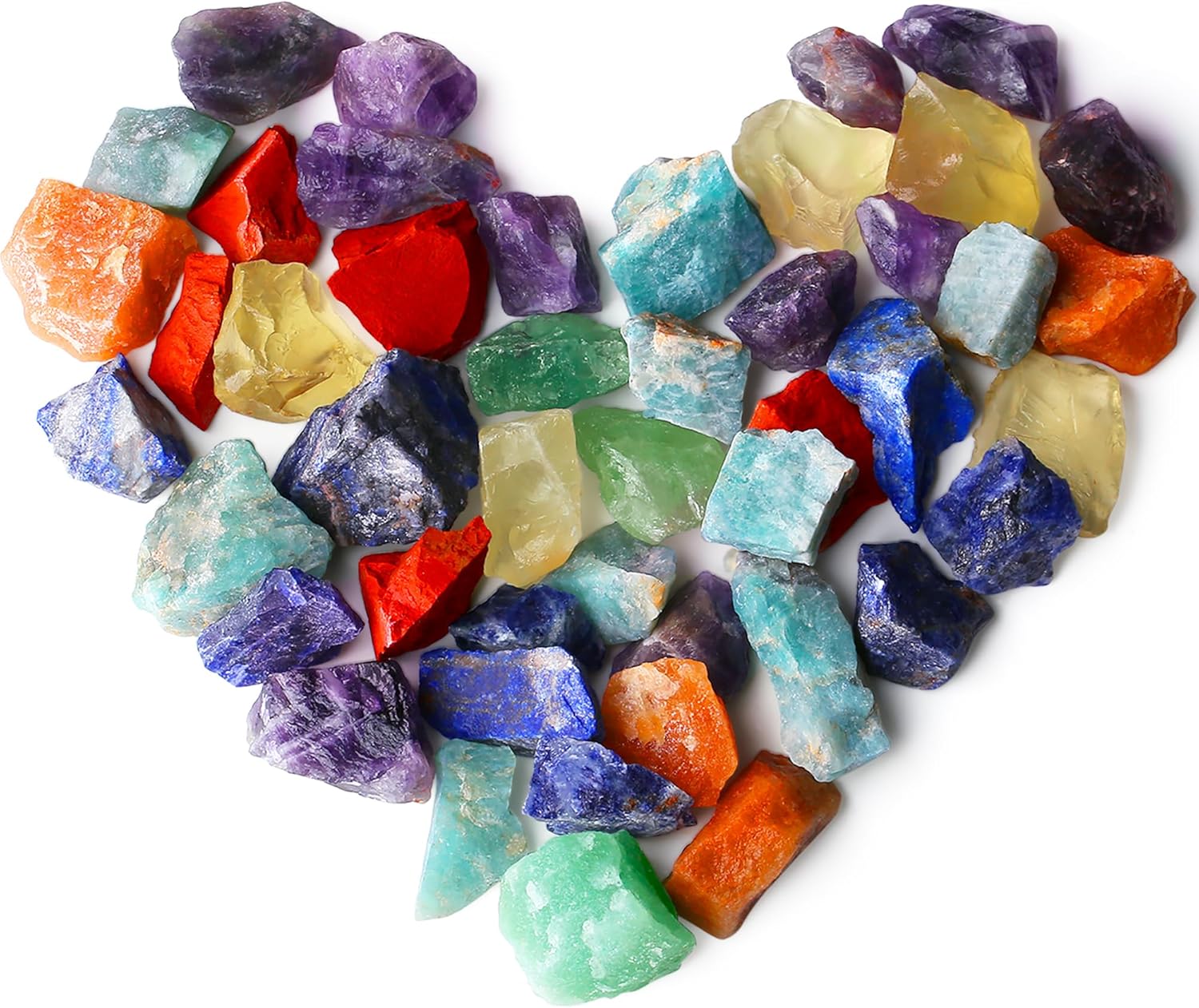 Assorted Raw Crystals 10 Colors Healing Crystal Rocks Stones 1" Bulk Large Gemstones for Tumbling, Cabbing, Fountain Rocks, Decoration, Polishing, Handmade, Wicca Reiki Rough Quartz