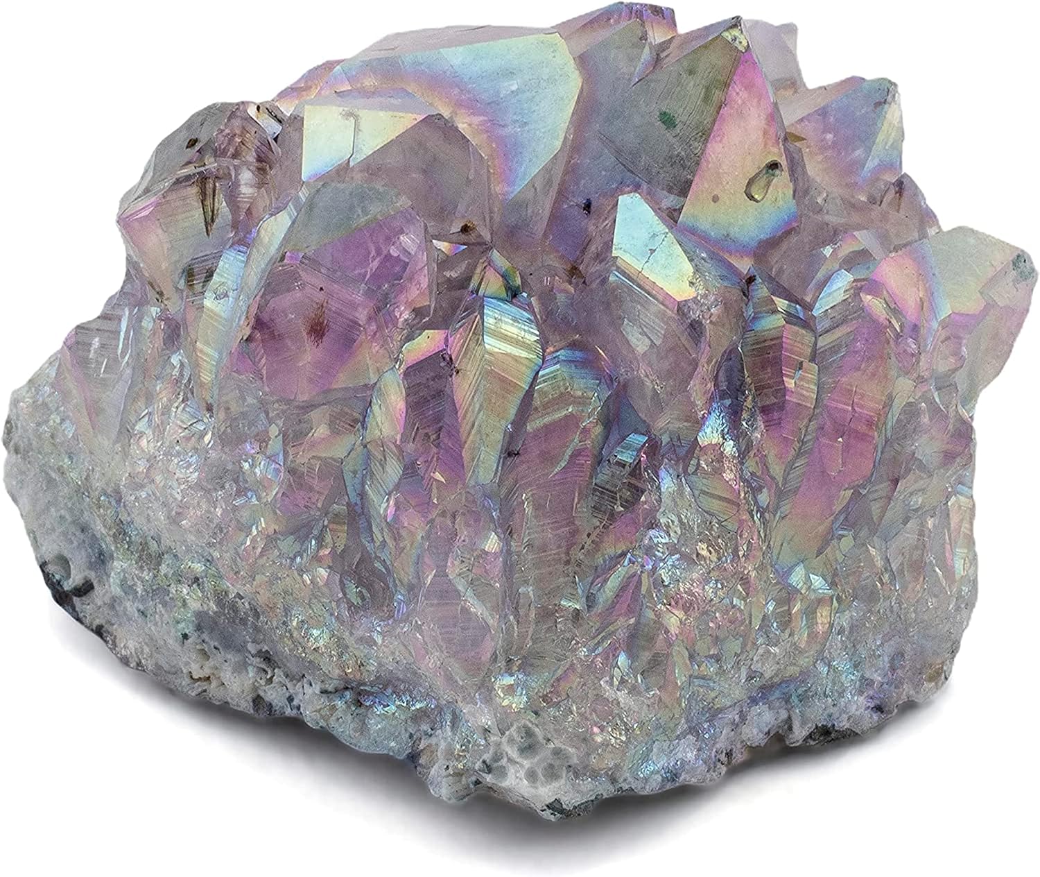 Angel Aura Amethyst Geode – Titanium-Bonded High-Energy  for Reiki, Wicca, Crystal Decor & Metaphysical Gifts – Natural Crystals and Healing Stones (Family Owned)