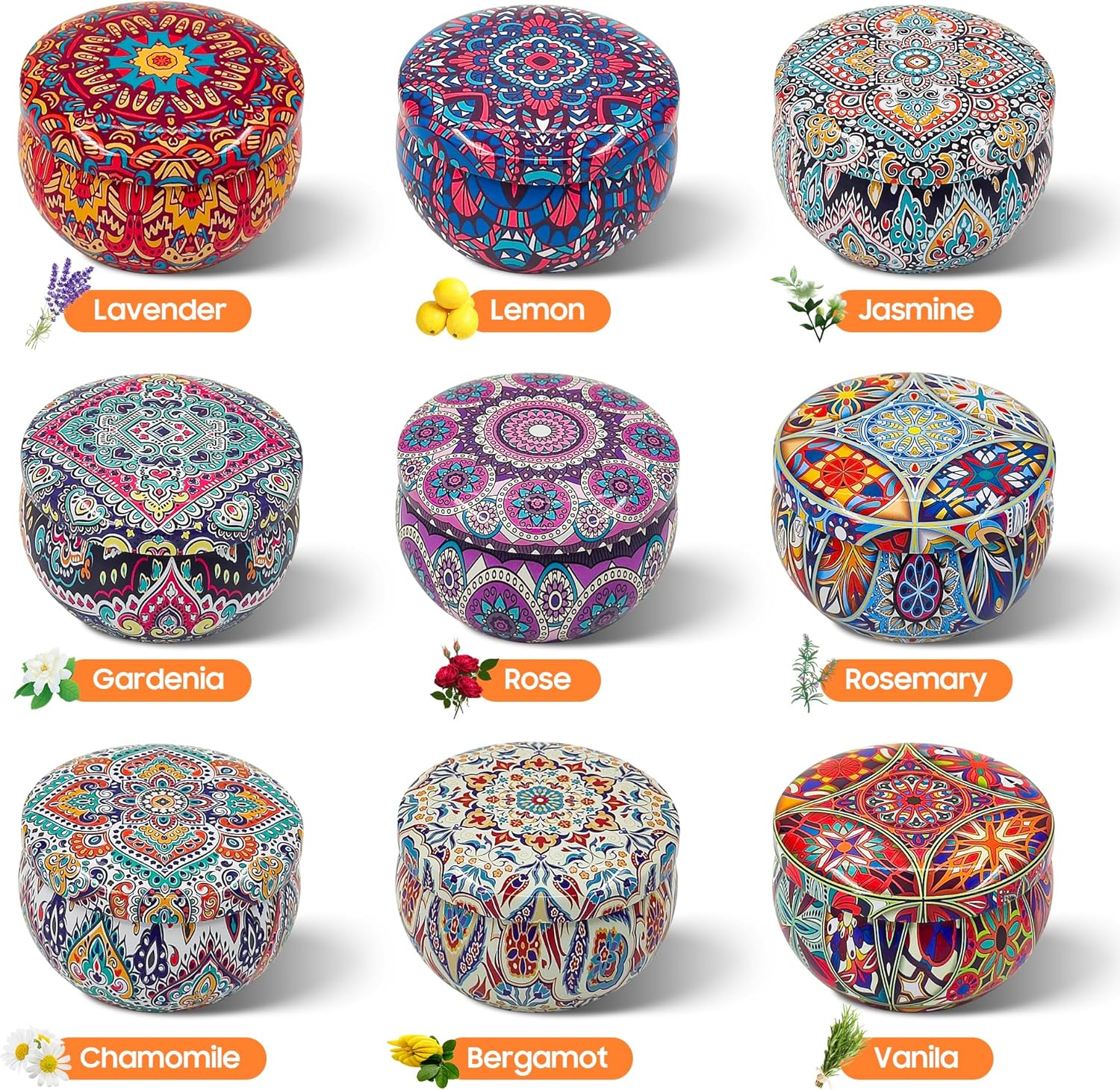 Scented Candles Gift Set, 9-Pack Soy Aromatherapy Candles for Home, Mini Tealights with Pretty Floral Scents, Stress Relief, Relaxing Spa, Thanksgiving Hostess Gift for Women,Birthday, Mother's Day